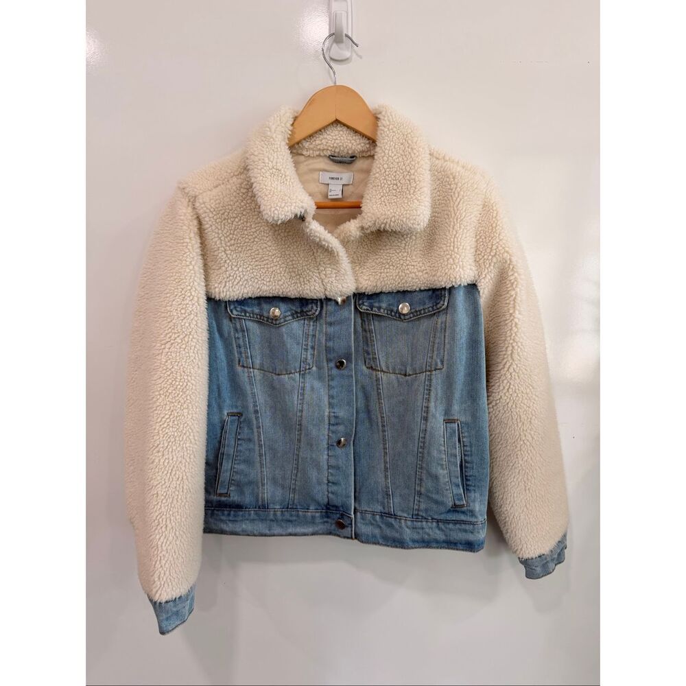 Forever 21 Sherpa Denim Jacket Women’s‎ S NWT